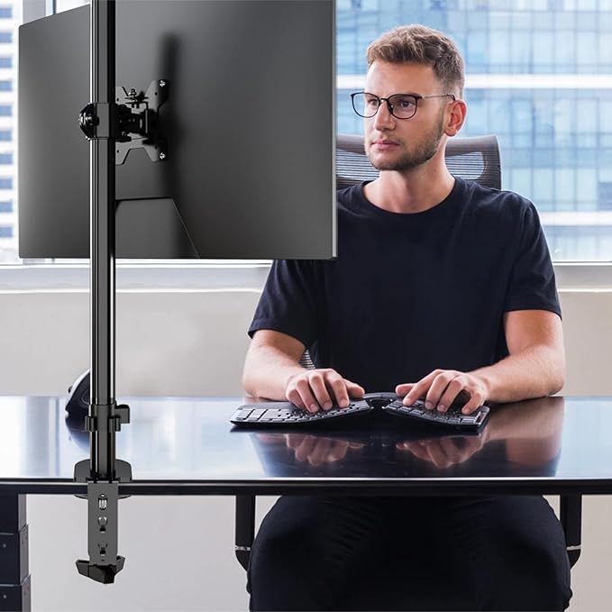 Pholiten Single Tall Monitor Stand Desk Mount，Extra Tall 31 Inch Fully Adjustable Monitor Mount for 13-32 Inch LCD Screen,Holds up to 22lbs