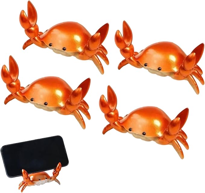 4-pack Desk Crab Pen Holder, Creative Crab Pen Holder, Metal Weightlifting Crabs Penholder Bracket Storage, Desk Pen Stand for Office Desk Display Decorations, Unique Gift Idea (4Pcs Orange)