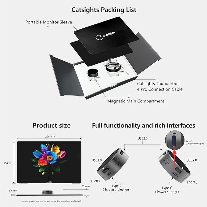 Portable Monitor Touchscreen for Mac 13.3" 2.5K Touch Screen Monitor with Protective Sleeve, USB-C Plug & Play 1500:1 0.22" Ultra-Thin Laptop Screen Extender for Mac Laptop PC Switch