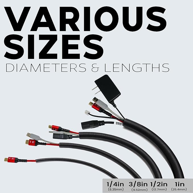 BEST CONNECTIONS 100 Ft – 3/4" Diameter Split Wire Loom Flex-Guard Convoluted Tubing with 100 Pcs 7" Nylon Cable Zip Ties Protective Split Cable Sleeves for Automotive Home Electrical Wires Black