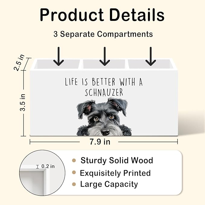 Schnauzer Dog Gifts Pen Pencil Holder for Desk, Funny Schnauzers Dog Gift Office Desk Accessories,Life Is Better with a Schnauzer Pen Holders Organizer for Kitchen Bathroom Decor