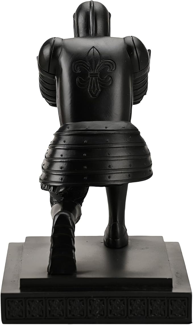 Knight Pen Holder Desk Organizers and Accessories Desk Decor Resin Pen Holder as Gift with a Cool Pen for Office and Home (Black)