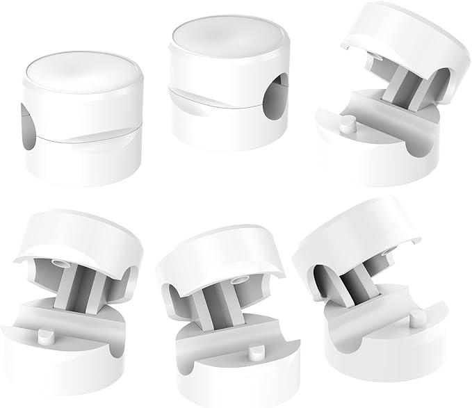 Cable Organizer Clips, 6 Pack Adhesive Cable Management Holders with Double-Sided Tape, Non-Rotating Cord Organizer for Desk, Office, Home to Tidy Charging Cables, Computer Wires (White)