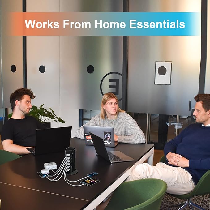 USB C Charger Block Upoy, Chargers for Multiple Devices Dual Type C 45W Total, 6 Ports USB Charging Station for iPhone, Ipad, Iwatch, Desk Accessories & Workspace Organizers