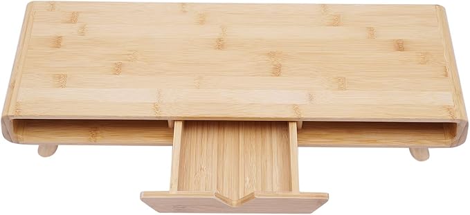 Monitor Stand,Bamboo Monitor Stand Riser with Drawer,Desk Shelf for PC Computer Monitor, Laptops, Printer, Speakers,No Assembly Required,Ergonomic Height