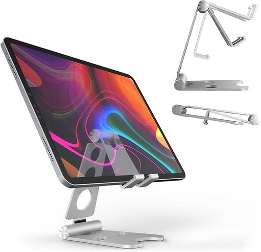Kado Aluminum Alloy Tablet Stand for Portable Monitor, Foldable iPad Stand Holder Adjustable, Computer Office Desk Accessories for Kindle, Switch, iPad Pro/Air/Mini, iPhone Pro/Max/Plus