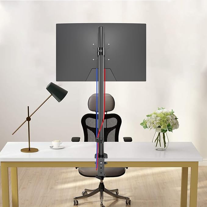 Pholiten Single Tall Monitor Stand Desk Mount，Extra Tall 31 Inch Fully Adjustable Monitor Mount for 13-32 Inch LCD Screen,Holds up to 22lbs