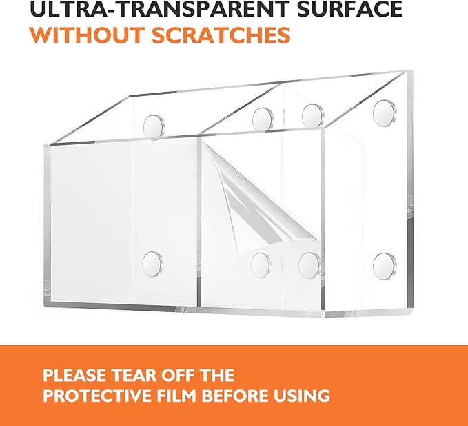 Ameceres Magnetic Pen Holder Classroom Organization Acrylic Marker Holder for Whiteboard Refrigerator Locker Accessories Pencil Dry Erase Marker Basket (2 Compartments * 1)