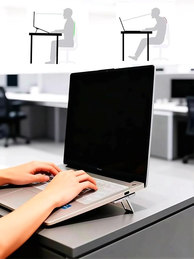 2PCS Laptop Stand, Portable Laptop Cooling Pad, Foldable Metal Keyboard Stand, Mini Keyboard Pillar (Silver,Two Gears)