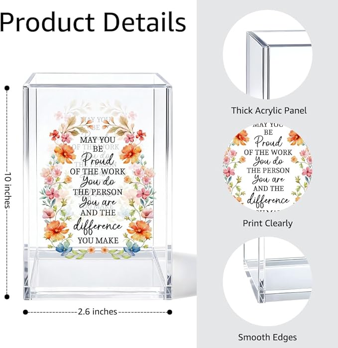 Be Proud Of The Work Acrylic Cosmetic Organizer Pen Holder, Funny Acrylic Desk Holder Cup for Pen Pencil, Inspirational Office Gifts for Coworker, Thank You Gifts for Women Leader boss Staff