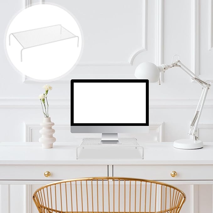 Veemoon Monitor Stand Riser for Desk, Single-Layer Desktop Computer Screen Riser with Storage Organizer, Laptop Holder Rack for Office and Home Workstation