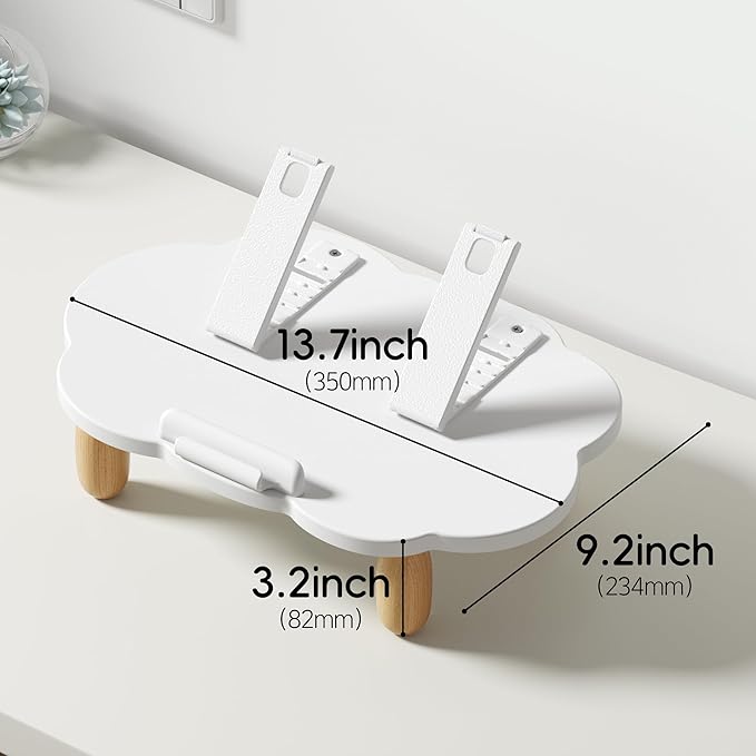 Adjustable Wood Laptop Stand, Ergonomic Height Angles Computer Stand, Cloud-Shaped Holder Riser Notebook Stand for Desk Compatible with Air, Pro, Dell, HP, Lenovo More 10-17.3" Laptops, White