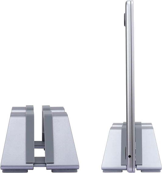 Adjustable Vertical Laptop Stand - Aluminum, Universal Fit for All Laptops (10-30mm Thickness) - Fashion Design, Adjustable Width, Anti-Slip & Scratch-Resistant, Patented Design