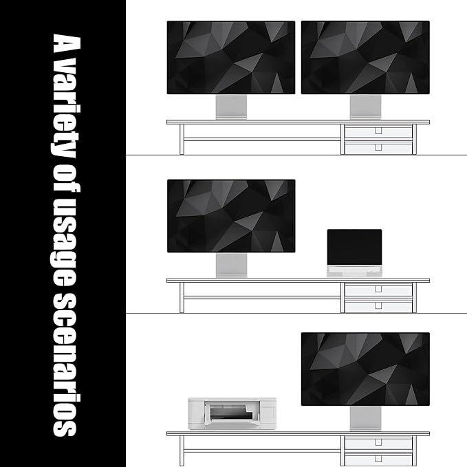 Dual‑Tier Monitor Stand Riser with Drawers, Desktop Organizer Shelf Storage for Computer Screen 2 Monitors, Supports for PC Computer Monitor, Printer, Heavy TV Riser Beige and White