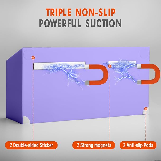 Magnetic Dry Erase Marker Holder, Acrylic Magnet Pen Holder for Whiteboard, Refrigerator, Magnetic Fridge Organizer for Office, Classroom, Whiteboard Maker Holder, Locker Organizer-Purple