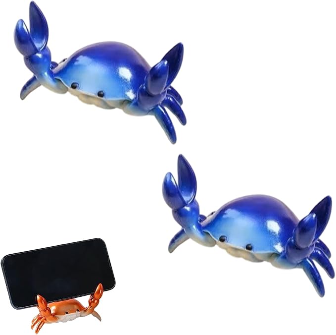 2-pack Desk Crab Pen Holder, Creative Crab Pen Holder, Metal Weightlifting Crabs Penholder Bracket Storage, Desk Pen Stand for Office Desk Display Decorations, Unique Gift Idea (2Pcs Blue)