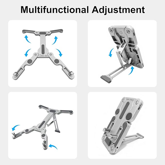 Laptop Stand for Desk, Ergonomic Portable Laptop Stand, Riser Holder Notebook Stands, Foldable Aluminum Computer Stand with Air, Pro, More 10-16” Laptops, Tablets, Phone