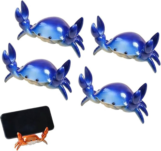 4-pack Desk Crab Pen Holder, Creative Crab Pen Holder, Metal Weightlifting Crabs Penholder Bracket Storage, Desk Pen Stand for Office Desk Display Decorations, Unique Gift Idea (4Pcs Blue)