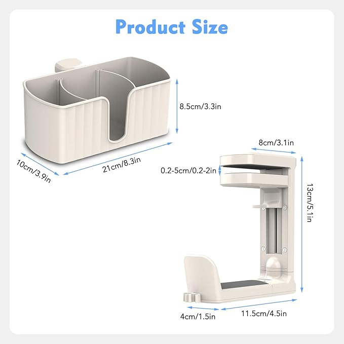 4-in-1 Desk Organizer, Desk Cup Holder with Headphone Hanger Detachable Pen Holder Charger Holder Desktop Storage Box Office & PC Gaming Accessories