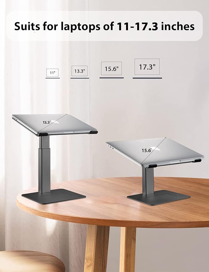 Laptop Stand for Desk, Ergonomic Sitting and Standing Laptop Riser for Notebook MacBook 11-17 Inches，DJ Laptop Stand Adjustable Height from 7-15 Inches Aluminum(Black)