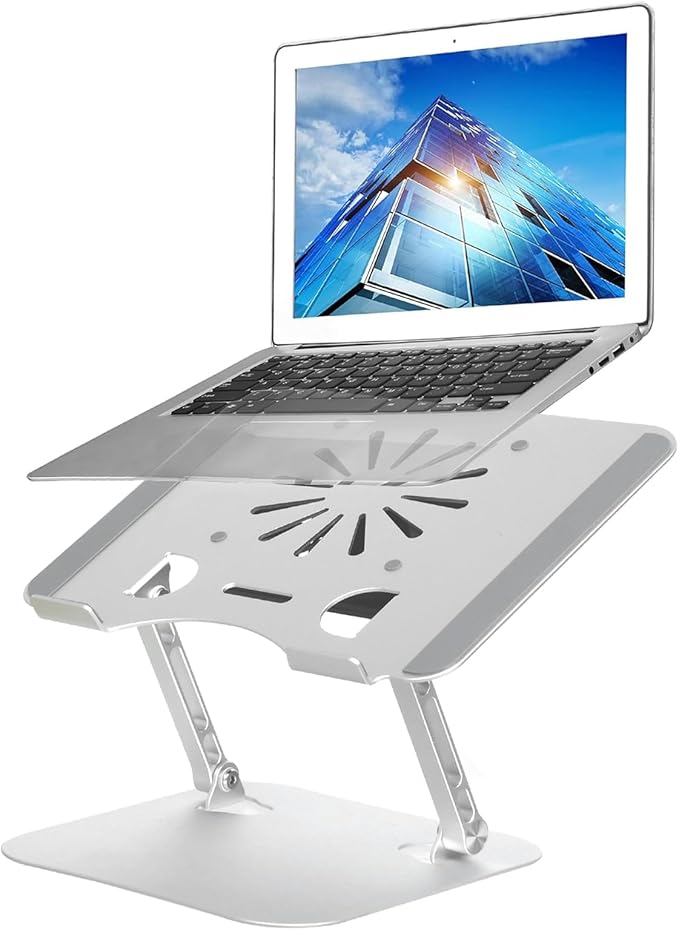 Adjustable Laptop Stand with Cooling Fan, Aluminium Alloy Multi-Angle Computer Holder for Desk, Portable Notebook Metal Mount Compatible with MacBook, Air, Pro, Dell, Alienware All Laptops 11"-17.3"