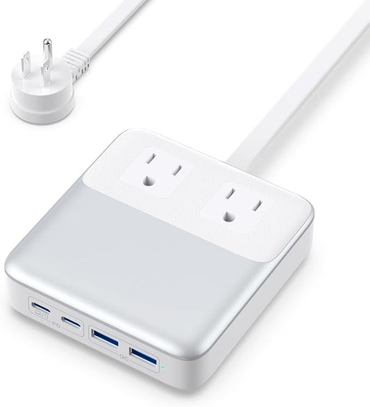 USB C Charger Block,135W GaN Fast Charging Station Hub,6-in-1 USB C Power Strip with 5ft Cord,2 AC & 2 USB A & C,PD 65W Laptop Charger for MacBook Air/Pro,iPhone16/15,Galaxy S24 etc