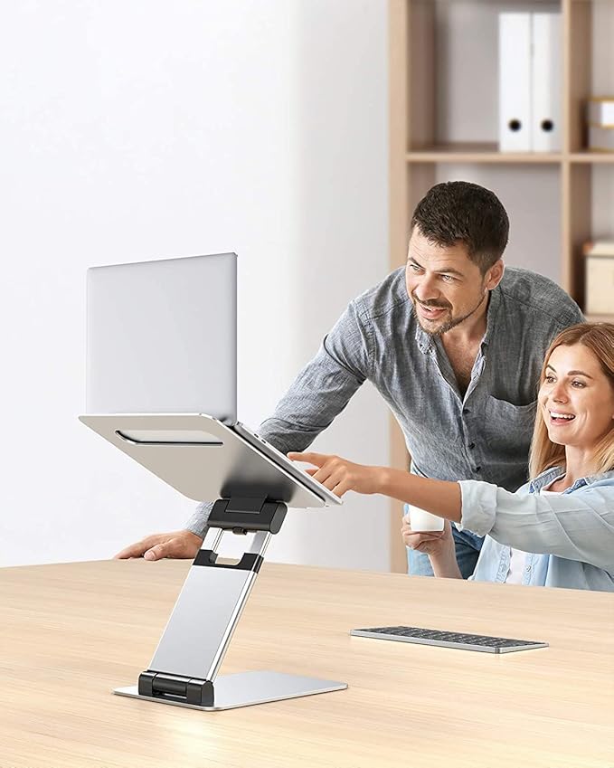 Nulaxy Laptop Stand, Ergonomic Sit to Stand Laptop Holder Convertor, Adjustable Height from 2.1" to 13.8", Supports up to 22lbs, Compatible with MacBook, All Laptops Tablets 11-17" - Silver