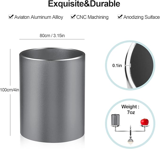 Pen Holder for Desk, Pencil cup Pen Organizer for Desk Metal Pencil Holder Pen Cup and Storage Box for Office, School, Home, and Kids Non-slip silicone bottom 3.93 * 3.14inch (Grey)