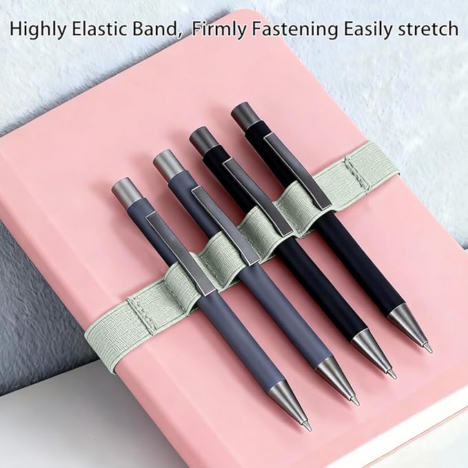 4-Pack Pen Loop Holder, Elastic Pen Loops for Notebook, Journaling, Office, Stretchable Pencil Organizer, Anti-Loss Desk Accessories (Green)