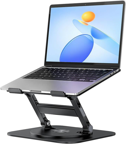 MCHOSE Laptop Stand, H-Design Stable Computer Stand, Ergonomic Laptop Riser with 360° Rotating Base, Notebook Compatible with All 10-17” Laptops, Black