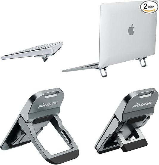 Nillkin Portable Laptop Stand with 3 Adjustable Angles, Flip Keyboard Riser Feet for Most Keyboards, Computer Keyboard Stand for Desktop, MacBook, HP and Other 10-17 Inches Laptop Feet Riser, Gray