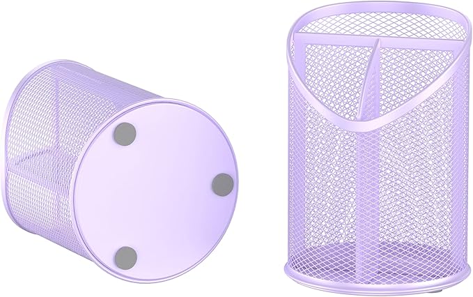 2 Pack Pen Holder Mesh Round Pencil (Purple)