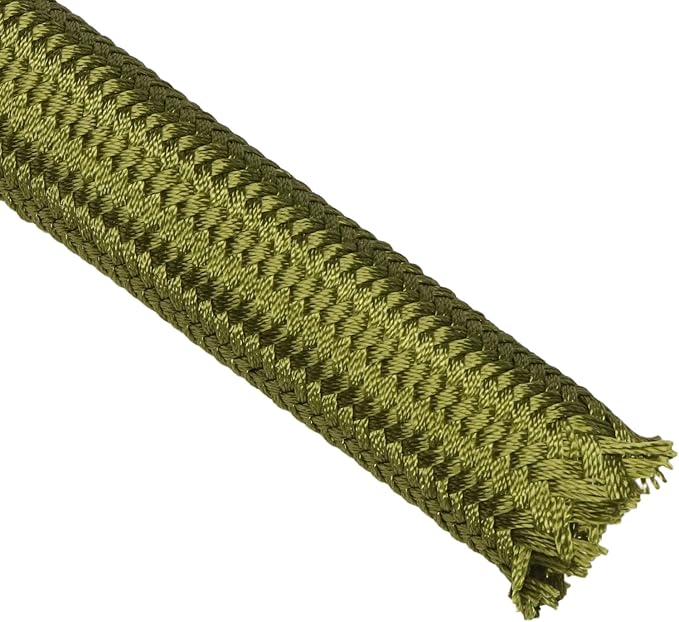 Polyamide Braided Sleeving, 33ft Expandable Wire Loom Abrasion Resistant Split Cable Sleeve for Automotive Harness, Computer Case & Cable Management (Army Green, 18mm（45/64"）)