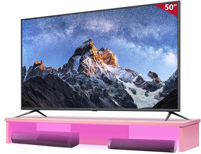 TV Riser Stand with LED Lights, 42.5" Super Large Monitor Stand Riser, Tabletop TV Stand Riser for Desk, Desk Shelf for Top of Desk, Desktop Organizer for Computer, TV, Laptop, Printer