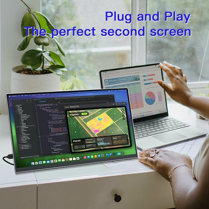 21.5-inch USB-C HDMI Portable Monitor 100Hz 120sRGB 1080P with VESA 180° Adjustable Kickstand Ultra-Slim Frameless FHD HDR Display, Travel Second Monitor for Laptop PC