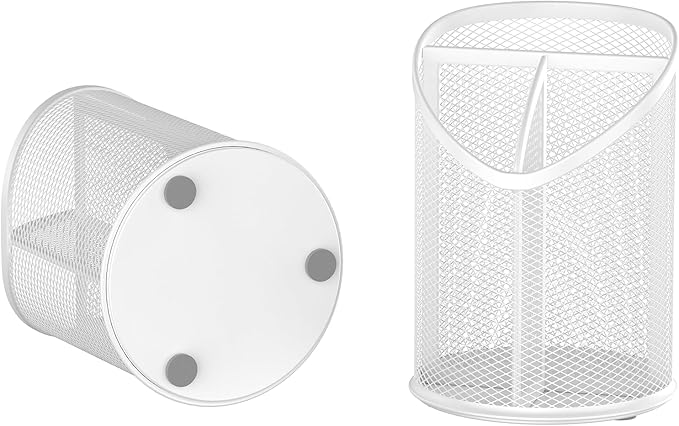 2 Pack Pen Holder Mesh Round Pencil (White)