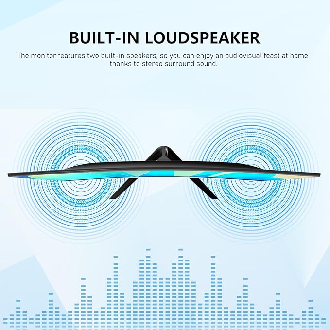 Gawfolk 24.5 Inch Gaming Curved Monitor Built-in Speakers, 3000R 120Hz PC Screen Full HD 1080P, HDMI 2.0, VGA, Wall Mount Compatible 75 * 75mm