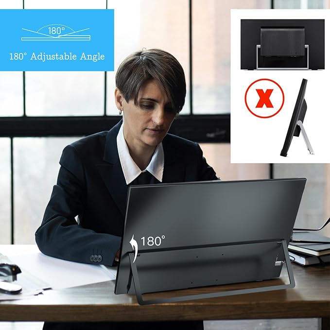 21.5-inch USB-C HDMI Portable Monitor 100Hz 120sRGB 1080P with VESA 180° Adjustable Kickstand Ultra-Slim Frameless FHD HDR Display, Travel Second Monitor for Laptop PC