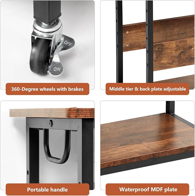 Extra Large Height Adjustable Computer Tower Stand, Computer & Machine Carts, PC Tower Stand, Printer Stands with Steel Wheels, Holds Up to 110 lbs (Fits 11" D x 22" W x 24.5" H Towers)