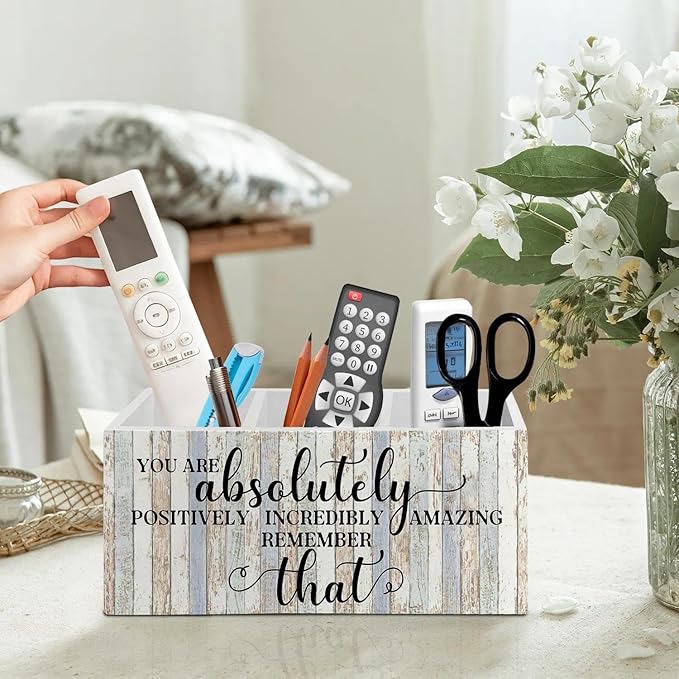 You Are Inspirational Pen Pencil Holder Organizer for Desk Accessories, Motivational Gifts for Coworkers, Encouragement Gifts Wooden Box Signs Decorations for Home Office Desk Tabletop