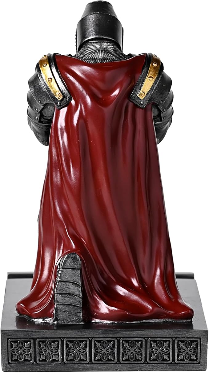Medieval Templar Vanguard Officer Knight Pen Holder Pen Stand Desk Organizers and Accessories Resin Mobile Phone Stand as Gift for Office and Home Desk Organizer (Iron)