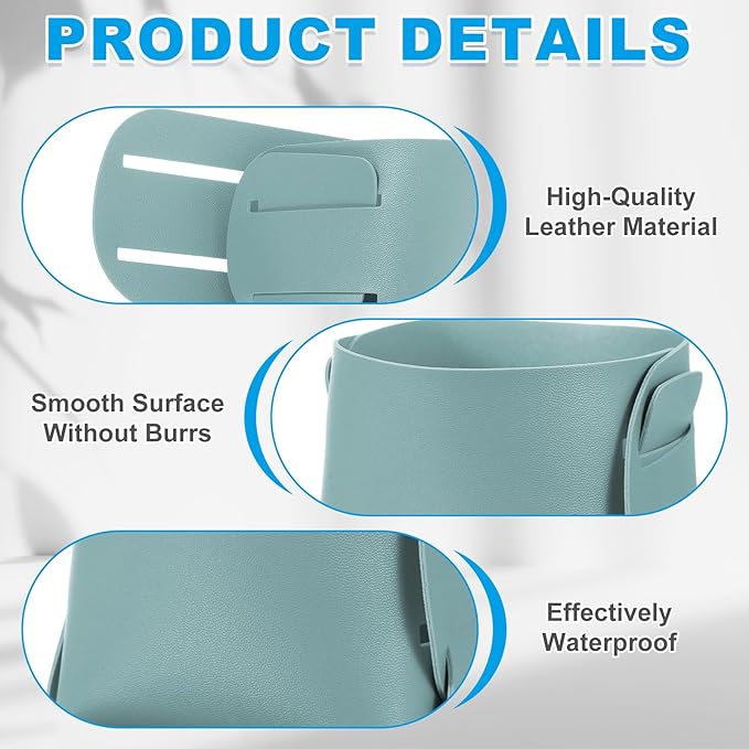 PATIKIL 2Pack Leather Desk Organizer, Leather Pencil Pen Holder Jewelry Valet Tray Hair Accessories Organizer for Bedroom Drawer Office Key Wallet Watch Pen Pencil Glasses, Blue