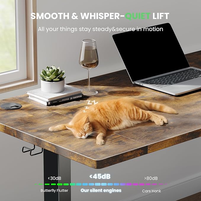 SIAGO Electric Standing Desk Adjustable - 63 x 24 Inch Sit Stand up Desk with 0.8 Inch Thick Tabletop - Adjustable Height Table with 3 Memory Preset, Cable Management for Home Office