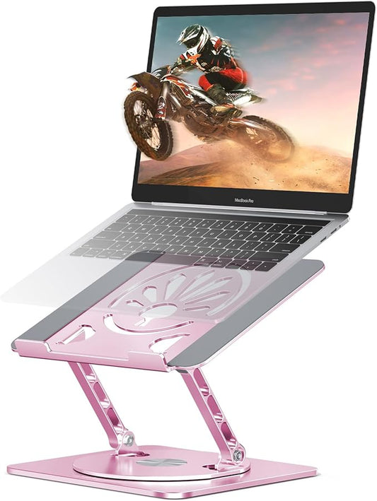 Adjustable Laptop Stand for Desk-360° Rotating Foldable Laptop Holder Ergonomic Laptop Riser for MacBook Pro/Air Dell HP Lenovo Notebook up to 16",Pink