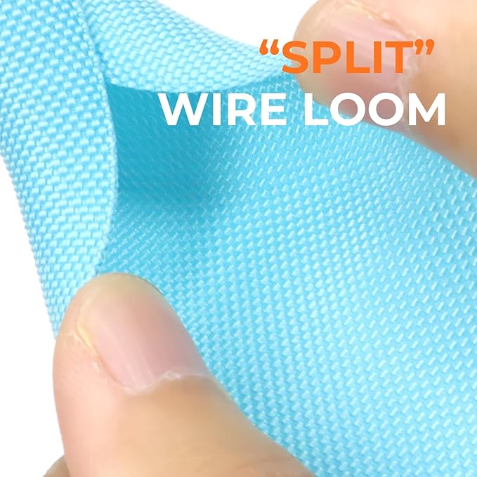 3/16 inch Split Braided Cable Management Sleeve for USB Cable Power Cord Audio Video Cable, Wire Loom Cord Protector from Cat Dog Chewing (Sky Blue, 10FT)