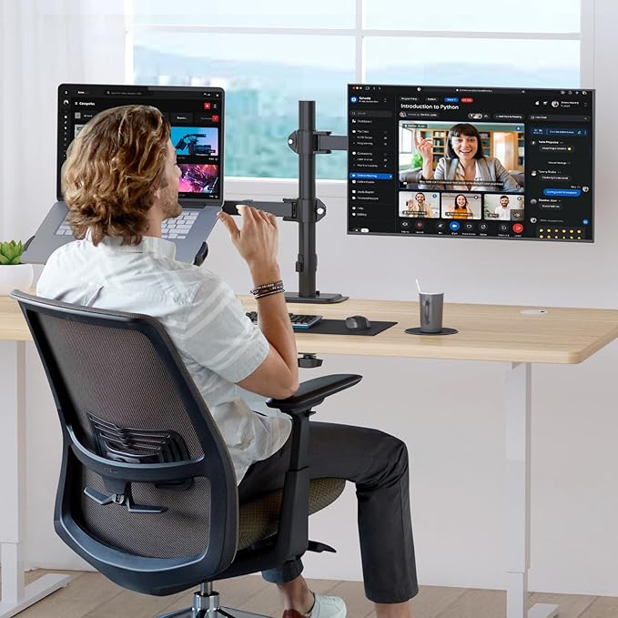 suptek Adjustable 13 to 18 inch Laptop VESA Arm Mount Tray for Monitor Arms and Stands (Tray Only),Fits 75x75/ 100x100 mm VESA Mount Holes,and Supports Weight up to 10lbs,Black(TP007)