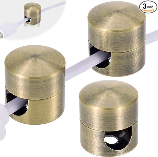 OIIKI 3 Sets Charger Cord Holders, Adhesive Cable Clip Cord Organizers, Metal Adjustable Wire Management Office Nightstand Desk Accessories for Charger Wire USB Keyboard Cable- Bronze