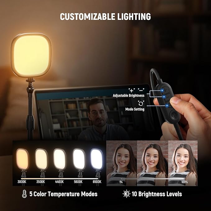 NEEWER Basics 2 Pack 5" Full Screen LED Ring Light with Stands for Desk Video Conference, 10W Bi Color Edge Lit Computer Laptop Webcam Zoom Calls Lighting Streaming Phone Recording, CRI95, NL10