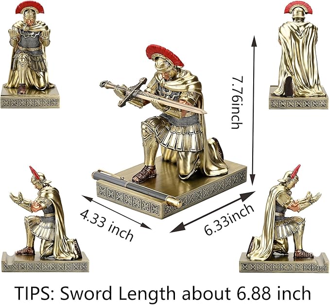 Centurion Cloak Warrior Knight Pen Holder Mobile Phone Stand Desk Organizers and Accessories as Gift for Office and Home (Bronze)