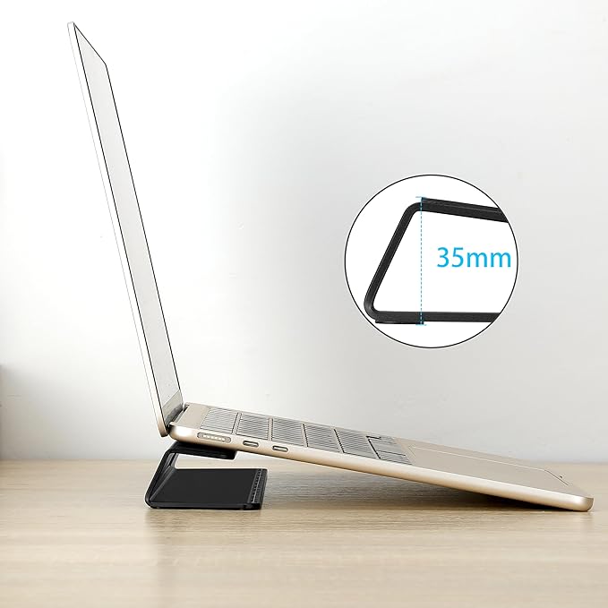 Portable Laptop Wedge Airflow Cooling Stand, Aluminium Laptops Feet Legs Improved Ergonomics, Stability, and Versatility - Compatible with MacBook and All Laptop, with Ruler